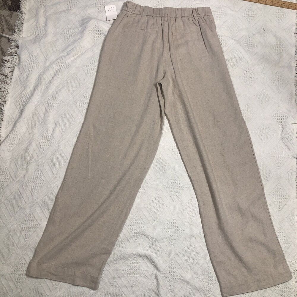 New Day High-Rise Linen Pleat Front Straight Trousers Womens Size 6L Natural - Picture 8 of 9